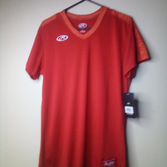 Rawlings Shirt Women L Softball Baseball Short Sleeve Active Athletic Red - Picture 2 of 14